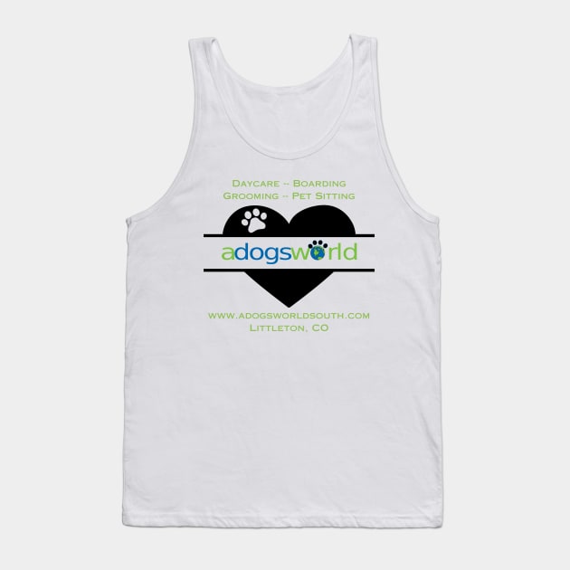 A Dog's World - Heart Logo - Daycare Boarding Grooming Pet Sitting Tank Top by A Dog's World